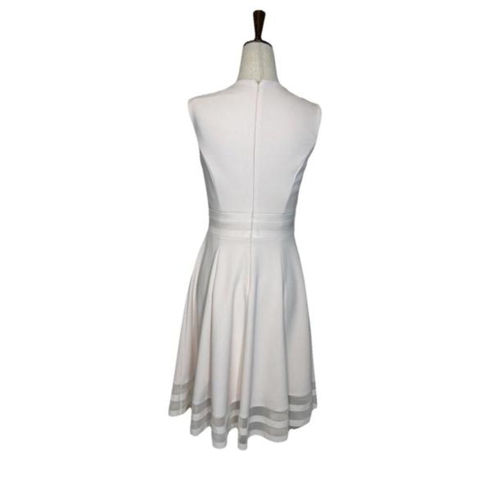 Calvin Klein Size 2 Illusion Trim Sleeveless Fit Flare A Line Dress Pale Pink - Picture 4 of 8